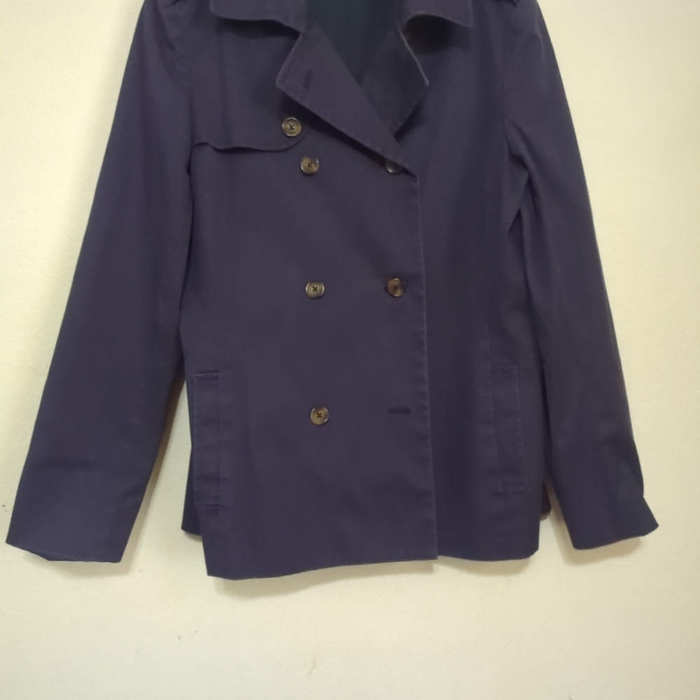 346 Brooks Brothers Blue Classic Trench Lined Overcoat Women's Size 6 No Belt